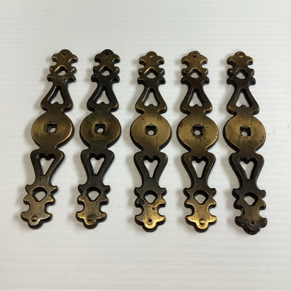 5 X Brass Amerock #703 Back Plates (for Cabinet Door Drawer Pull Knobs) Vintage